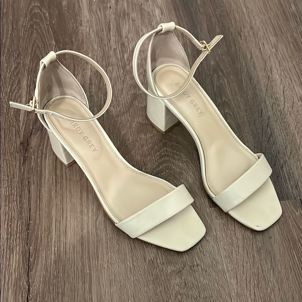 Bone Block Heel Sandals Birdy Grey Size 7